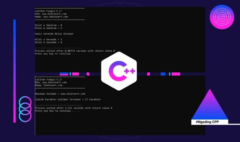 C++ Contoh Gabungan Program Fungsi Dan Pointer - OneInsert.com