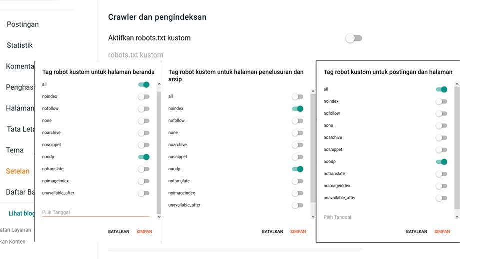 Terbaru Begini Cara Setting Tag Header Robot Kustom Pada Blogger Agar Lebih SEO